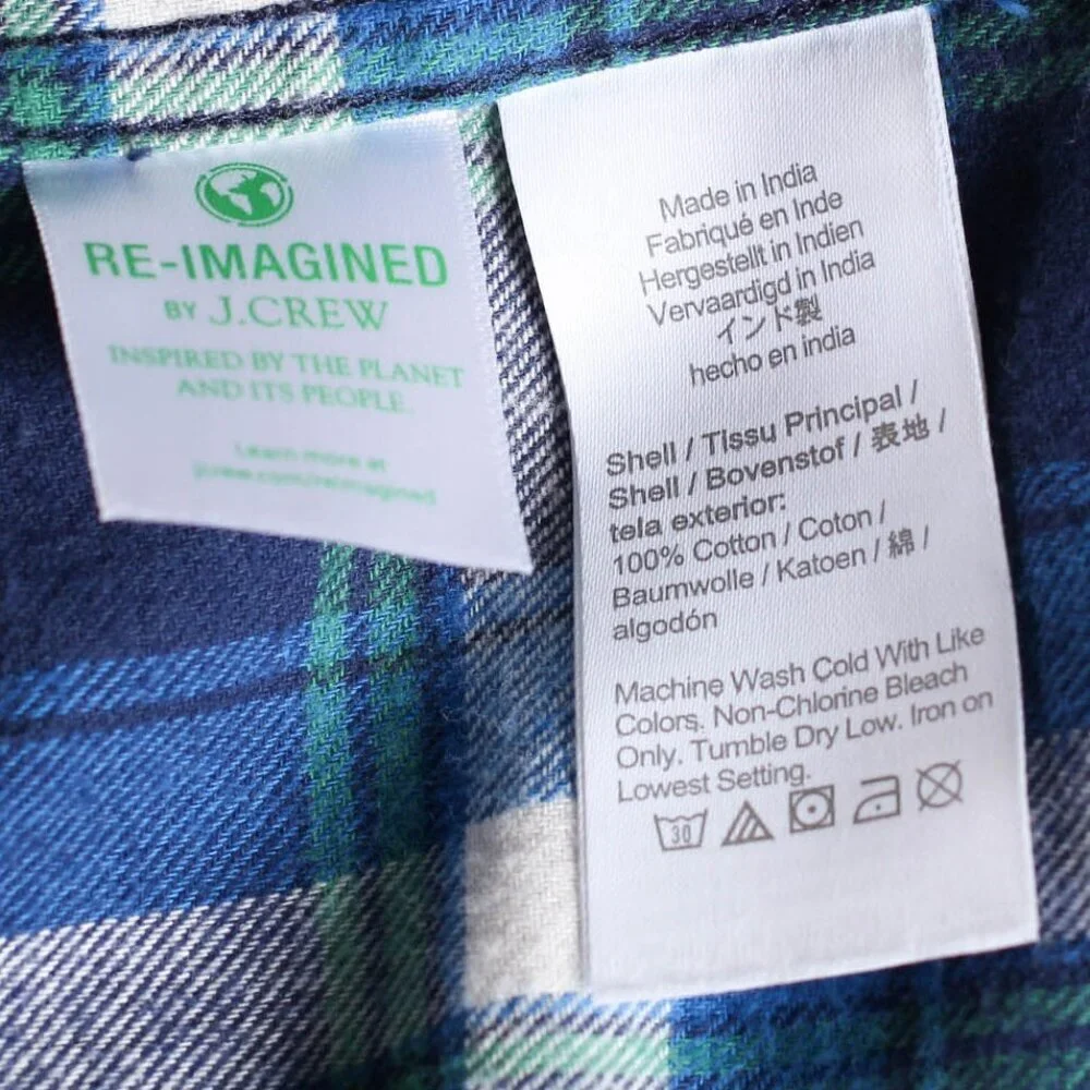 J. Crew Men's Midweight Flannel Shirt in Antique Navy Plaid - NWT - XXL